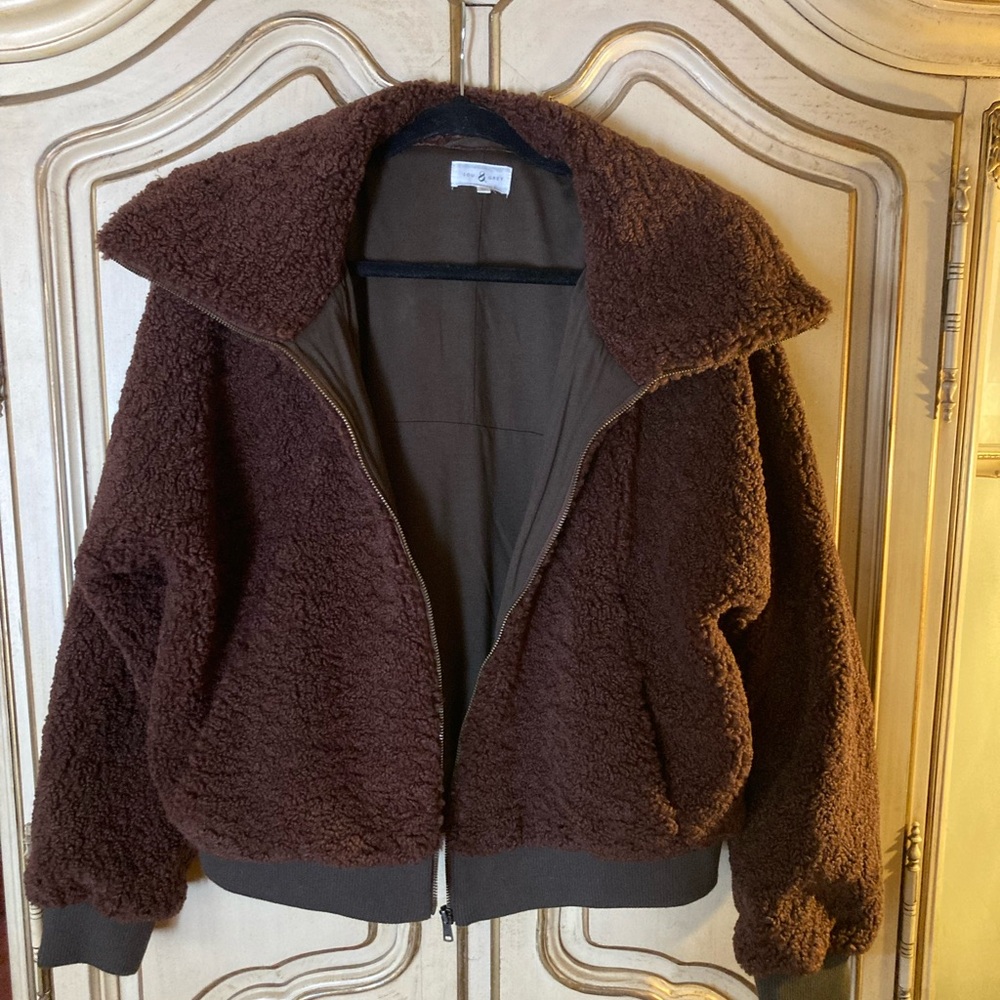 Lou and grey bucle large collar brown jacket L